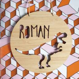 Neutral Baby Signt-Rex Dinosaur Personalised Wooden Wall-Door Hanging-Nursery Decor-Plaque-Kids Door Sign-Custom Name-Kids Gift-Baby Gift - thumbnail 2