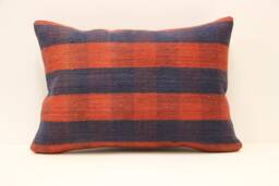 Vintage Turkish Kilim Pillow Cover, Boho Throw Cushion - 14x20 In - thumbnail 1