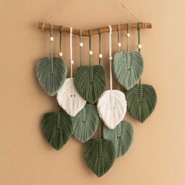 Leaf Wall Hanging, Boho Macrame, Macrame Decor, Plant Lover Gift, Green Nursery Art, Home Gifts, Leaves Art L02 - image 1