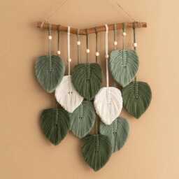 Leaf Wall Hanging, Boho Macrame, Macrame Decor, Plant Lover Gift, Green Nursery Art, Home Gifts, Leaves Art L02 - thumbnail 1