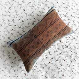 Handmade Hmong Pillow Cover Vintage Indigo Brown Cotton Cushion - thumbnail 3