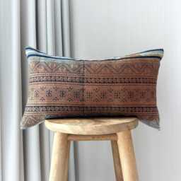Handmade Hmong Pillow Cover Vintage Indigo Brown Cotton Cushion - thumbnail 1