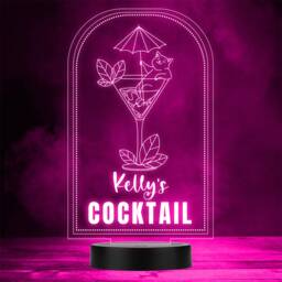 Cat in A Cocktail Glass Funny Home Bar Man Cave Gift Colour Change Night Light