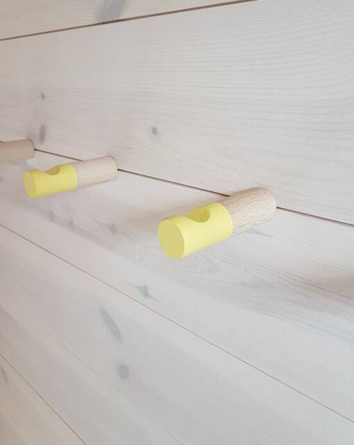 Yellow Wall Hook/Set Of 5/Wooden Towel Hook/ Modern Wooden Hook/Coat Rack/Minimalistic Hangers/Beech Wood/Home Decor/Kitchen Hook - image 1