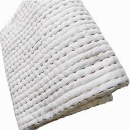 White Handmade Indian Beautiful Floral Kantha Quilt, Kantha Bedcover, Kantha Throw, Queen Size Quilt - thumbnail 2