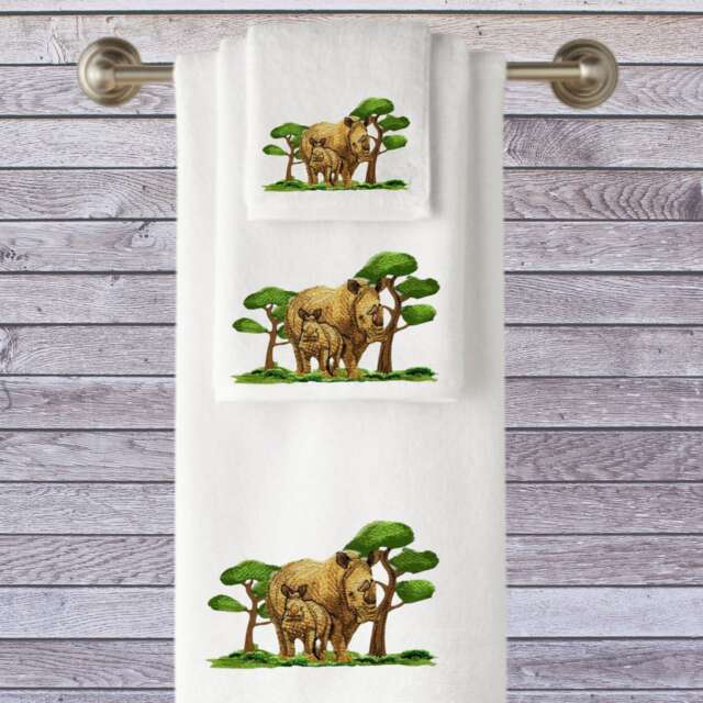 Embroidered Animal Towel Personalized Luxury Cotton Bath Set - image 1