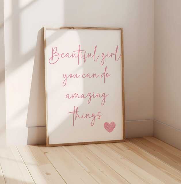 Girls Affirmation Wall Print, You Can Do Anything Quote Art, Positive Childrens Room Decor, Nursery Decor - image 1