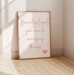Girls Affirmation Wall Print, You Can Do Anything Quote Art, Positive Childrens Room Decor, Nursery Decor - thumbnail 1