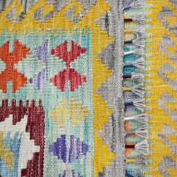Colourful Runner Rug, Handmade Artisan Afghan Turkish, Scandinavian, Navajo, Bohemian, Wool Flatweave Multicolour Kilim Rug 195x96 cm - thumbnail 3