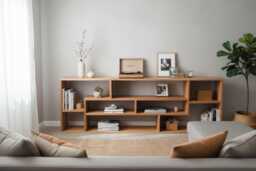 Solid Oak Bookshelf - Modern Media Stand Bookcase Living Room Storage Solution Handmade Rustic Unit Loft Style Tv Furniture - thumbnail 1