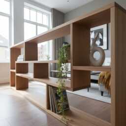Solid Oak Bookshelf - Modern Media Stand Bookcase Living Room Storage Solution Handmade Rustic Unit Loft Style Tv Furniture - thumbnail 2