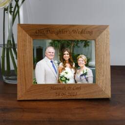 Personalised Our Daughters Wedding Wooden Photo Frame 6x4 5x7 Engraved Gift For Parents Mother Father Of Bride Groom Thank You Keepsake - thumbnail 1