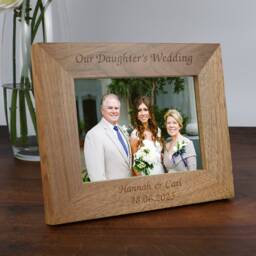 Personalised Our Daughters Wedding Wooden Photo Frame 6x4 5x7 Engraved Gift For Parents Mother Father Of Bride Groom Thank You Keepsake - thumbnail 3