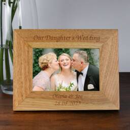 Personalised Our Daughters Wedding Wooden Photo Frame 6x4 5x7 Engraved Gift For Parents Mother Father Of Bride Groom Thank You Keepsake - thumbnail 4