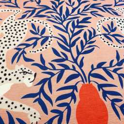 Ethnic Pink & Blue Cushion, Double Cheetahs in Leaves, Sided Pillow On The Soft Velvet With Multi Sizes, Cover Or Filling - thumbnail 2
