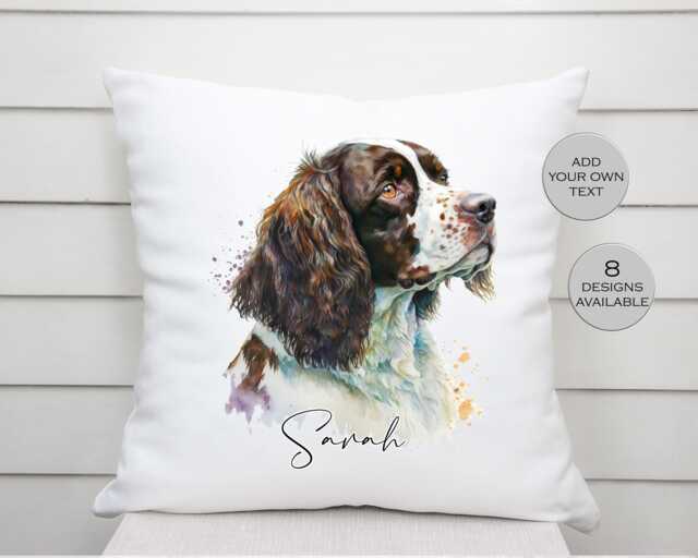 Personalised Springer Spaniel Cushion - Custom Dog Throw Pillow Pet Keepsake - image 1