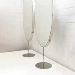 Set Of 2 Ovalis Countertop Mirrors With Modern Stainless Steel Frame - thumbnail 3