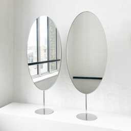 Set Of 2 Ovalis Countertop Mirrors With Modern Stainless Steel Frame - thumbnail 2