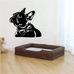 French Bull Dog in A Bow Tie Vinyl Wall Art, Decal, Sticker, Transfer, Mural, Removable, Decor, Rent Friendly, Interior, Exterior, - 0990 - thumbnail 1
