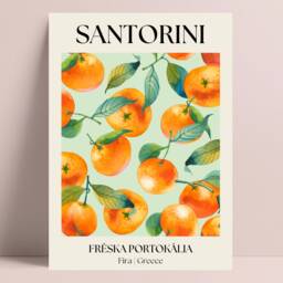 Santorini Print, Citrus Orange Fruit Modern Art, Kitchen Wall Home Decor, Prints - thumbnail 3