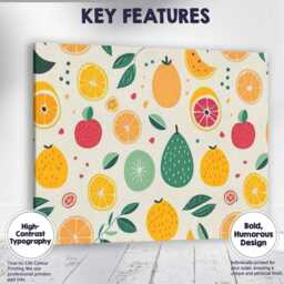 Playful Citrus & Exotic Fruit Repeat Pattern Canvas Wall Art Print Decor Picture Ready To Hang - thumbnail 1
