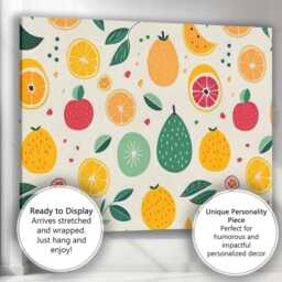 Playful Citrus & Exotic Fruit Repeat Pattern Canvas Wall Art Print Decor Picture Ready To Hang - thumbnail 3