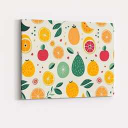 Playful Citrus & Exotic Fruit Repeat Pattern Canvas Wall Art Print Decor Picture Ready To Hang - thumbnail 4