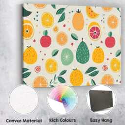 Playful Citrus & Exotic Fruit Repeat Pattern Canvas Wall Art Print Decor Picture Ready To Hang - thumbnail 2