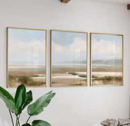Soft Valley Poster Set, Neutral Landscape Wall Art, Abstract Prints - thumbnail 1