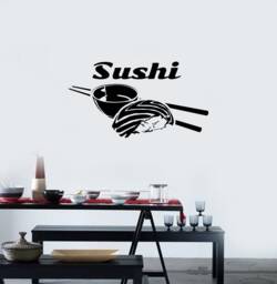 Sushi Vinyl Wall Decal Asian Food Bar Restaurant Japanese Dining Room Stickers Mural - #2907Di - thumbnail 1