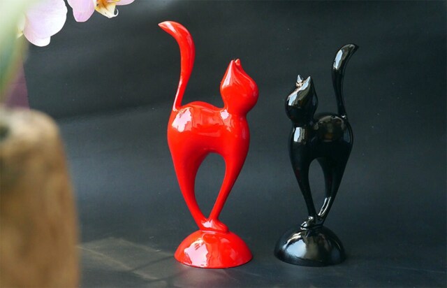 Original Black & Red Cats. Sculpture. Home Decor. 3D Printed, Room 3D Animal Set. Gift. Art Decorations. Minimalism - image 1