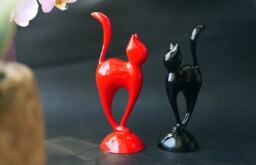 Original Black & Red Cats. Sculpture. Home Decor. 3D Printed, Room 3D Animal Set. Gift. Art Decorations. Minimalism - thumbnail 1