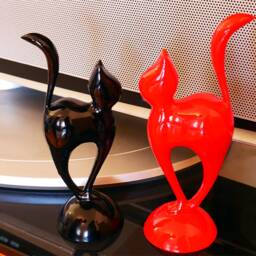 Original Black & Red Cats. Sculpture. Home Decor. 3D Printed, Room 3D Animal Set. Gift. Art Decorations. Minimalism - thumbnail 3