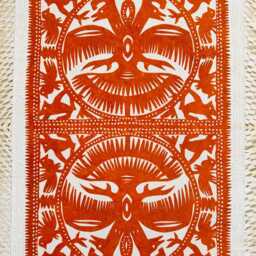 New Handmade Mexican Amate Paper Wall Art - Large 23.5x31 Modern - Unframed Terracotta - thumbnail 3