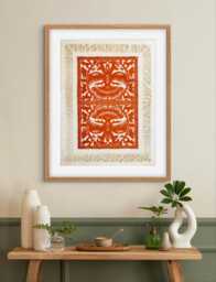 New Handmade Mexican Amate Paper Wall Art - Large 23.5x31 Modern - Unframed Terracotta - thumbnail 1
