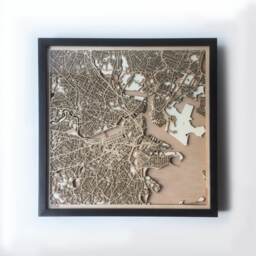 Boston Wooden Street Map - Framed 3D Laser Cut Wall Art - thumbnail 1