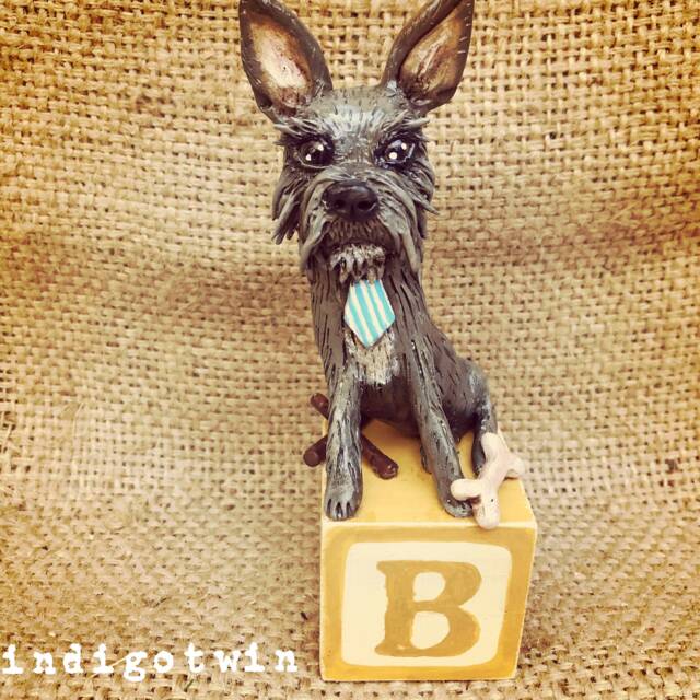 Custom Dog Sculpture Art Memorial Clay Folk Pet Portrait - image 1