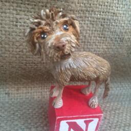 Custom Dog Sculpture Art Memorial Clay Folk Pet Portrait - thumbnail 3