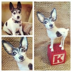 Custom Dog Sculpture Art Memorial Clay Folk Pet Portrait - thumbnail 4