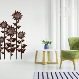 Sunflower Decal, Boho Decor, Sunflowers Kitchen Flower Wall Floral Art - thumbnail 3