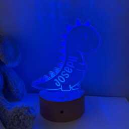 Personalised Dinosaur Night Light - Custom Name Kids Lamp Nursery Led Colour Changing Baby Room Decor Gift - thumbnail 4