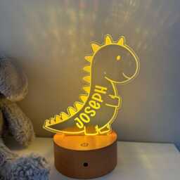 Personalised Dinosaur Night Light - Custom Name Kids Lamp Nursery Led Colour Changing Baby Room Decor Gift - thumbnail 3