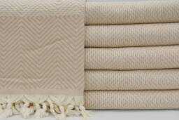 Turkish Blanket, Beige Blanket, Handmade Blanket, Cotton Bedspread, Turkish Bedspread, Home Decor, Bed Cover, 75x91, Turkish Towel, B3-Dreamb - thumbnail 1