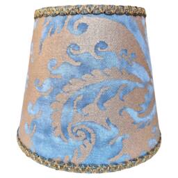 Clip On Lamp Shade Fortuny Fabric Blue & Silvery Gold Demedici Pattern Chandelier Lampshade - Made in Italy