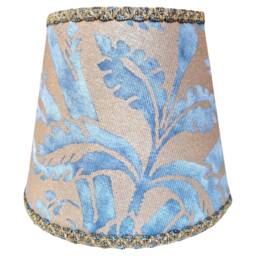 Clip On Lamp Shade Fortuny Fabric Blue & Silvery Gold Demedici Pattern Chandelier Lampshade - Made in Italy - thumbnail 3