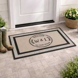 Warmly Welcome Guests With A To Our Home Custom Doormat - Wreath Family Mat For Your Doorway All Weather Initial Rug - thumbnail 4