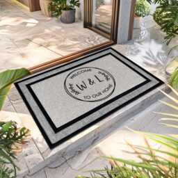 Warmly Welcome Guests With A To Our Home Custom Doormat - Wreath Family Mat For Your Doorway All Weather Initial Rug - thumbnail 2