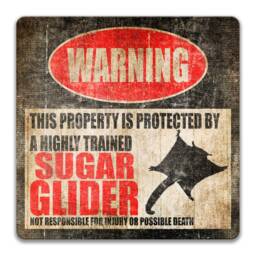 Sugar Glider Warning Sign, Funny Exotic Pet Metal Highly Trained Home & Wall Decor - thumbnail 3