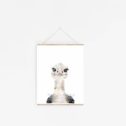 Watercolor Ostrich Print Hand-Signed Savanna Nursery Art - thumbnail 2