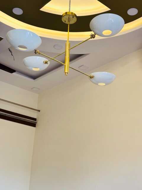 Mid Century Polished Brass 4-Light Sputnik Chandelier - image 1